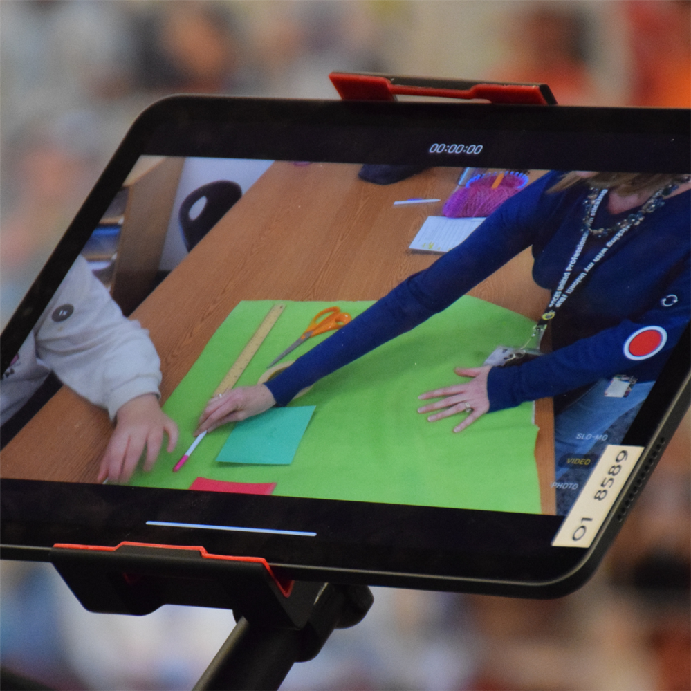 Picture of an iPad recording the training video.
